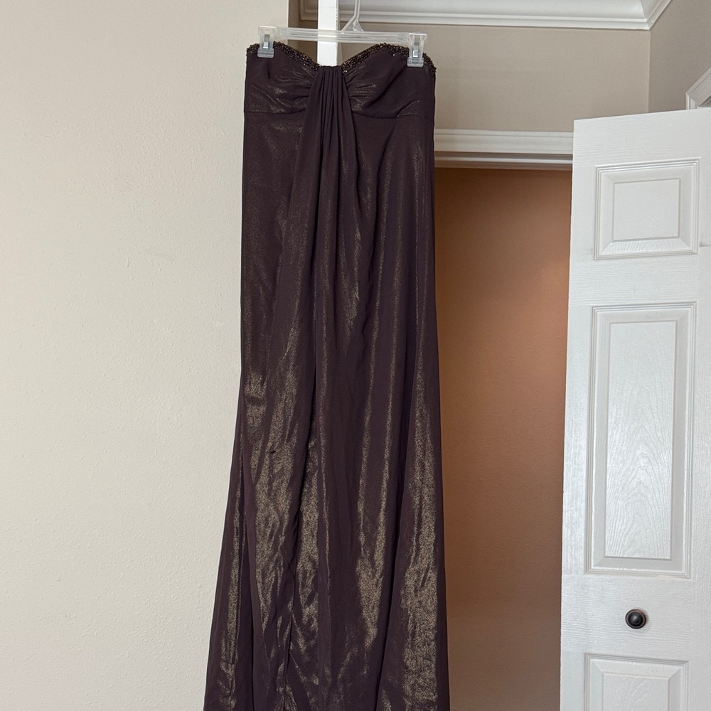 David's Bridal Shimmering Brown Maxi Skirt